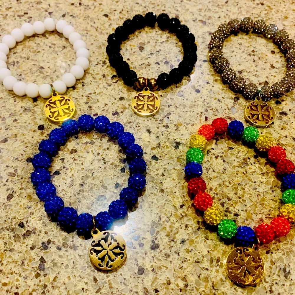 5 Rustic Cuff Beaded Bracelets